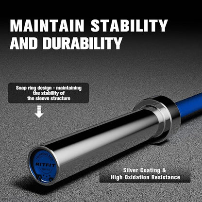 RITFIT Olympic Barbell 4ft/4.8ft/6ft - 2 Inch Weight Bar for Strength Training, Weightlifting, Squat, Deadlift, Bench Press, Curl, Overhead Press - 350lbs/500lbs Capacity