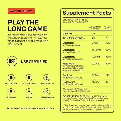 MAGNA Electrolyte Powder Drink Mix for Hydration, Energy & Focus Support with Magnesium L Threonate, Sodium, Potassium, Vitamin D, B6 & B12, Sugar Free, Watermelon Lime Flavor, 28 Servings