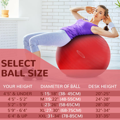 Fitvids Anti-Burst and Slip Resistant Exercise Ball Yoga Ball Fitness Ball Birthing Ball with Quick