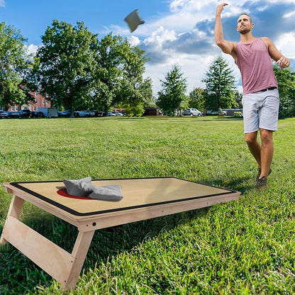 Cornhole Board Set - No Bounce,Regulation Size 4x2 ft,Made of 1/2" Pine Plywood,UV Printing Includes 8 Bean Bags and 2 Cornhole Boards,Perfect for Outdoor Games and Gatherings