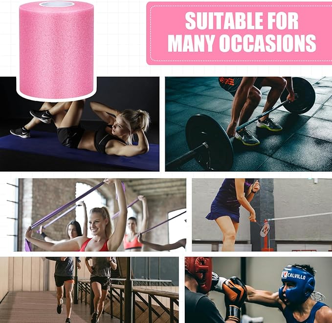 Pre wrap Pink,Prewrap Athletic Tape,6 Roll Pre wrap Headbands for Hair Soccer,Foam Underwrap Sports Wrap for Ankles Wrists Hands Knees Elbows 2.75 Inches X 12 Yards