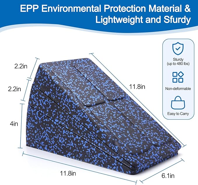 Slant Board Squat Wedge for Calf Stretchingï¼? Pcs 12" x 6.3" Foot Stretcher Balance Board for Plantar Fasciitis, Adjustable Foam Slant Board Wedge Great for Exercises