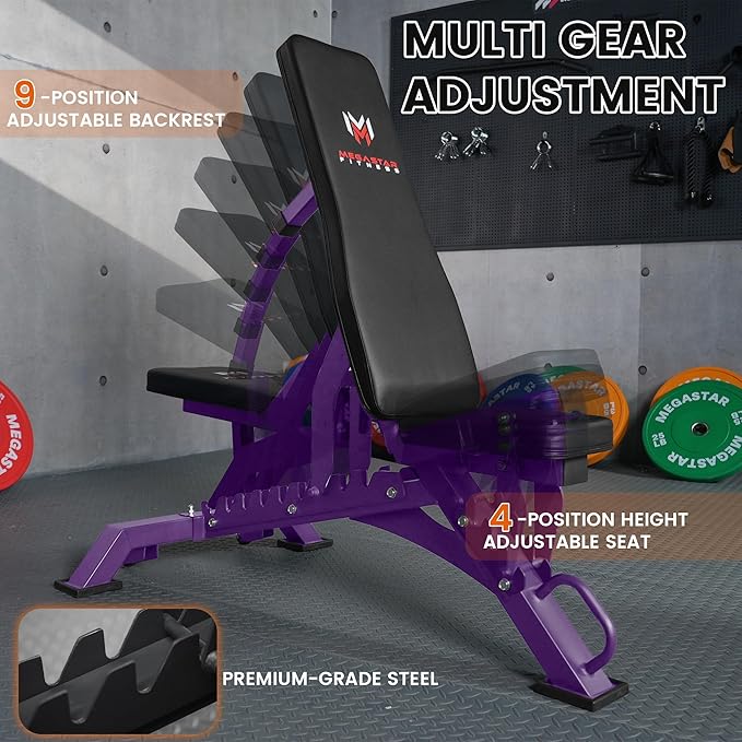 Adjustable Weight Bench, 1300lbs Capacity Heavy Duty Workout Bench for Home and Garage Gym, Multi-Position Backrest and Seat Strength Training Bench