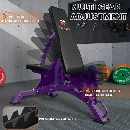 Adjustable Weight Bench, 1300lbs Capacity Heavy Duty Workout Bench for Home and Garage Gym, Multi-Position Backrest and Seat Strength Training Bench