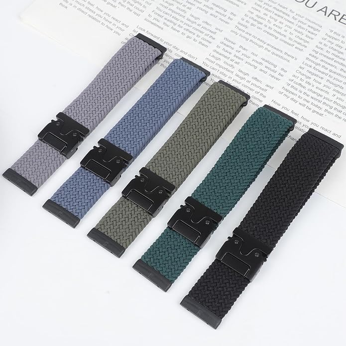 Braided Stretchy Band for Fitbit Versa 4/Versa 3/Sense 2/Sense Watch Band Women Men,Parachute-style Buckle Nylon Sport Wristband Soft Fabric Elastic Loop Strap Accessories for Versa 4/3