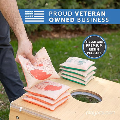 Professional Cornhole Bags - Set of 8 Regulation All Weather Double Sided - Sticky Side/Slick Side Bean Bags for Pro Corn Hole Game