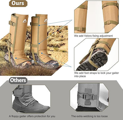 Snake Gaiters Waterproof Lower Legs Snake Guards Snake Guards Bite Protection Adjustable Snake Proof Gaiters for Farm Working Hiking Hunting, Khaki