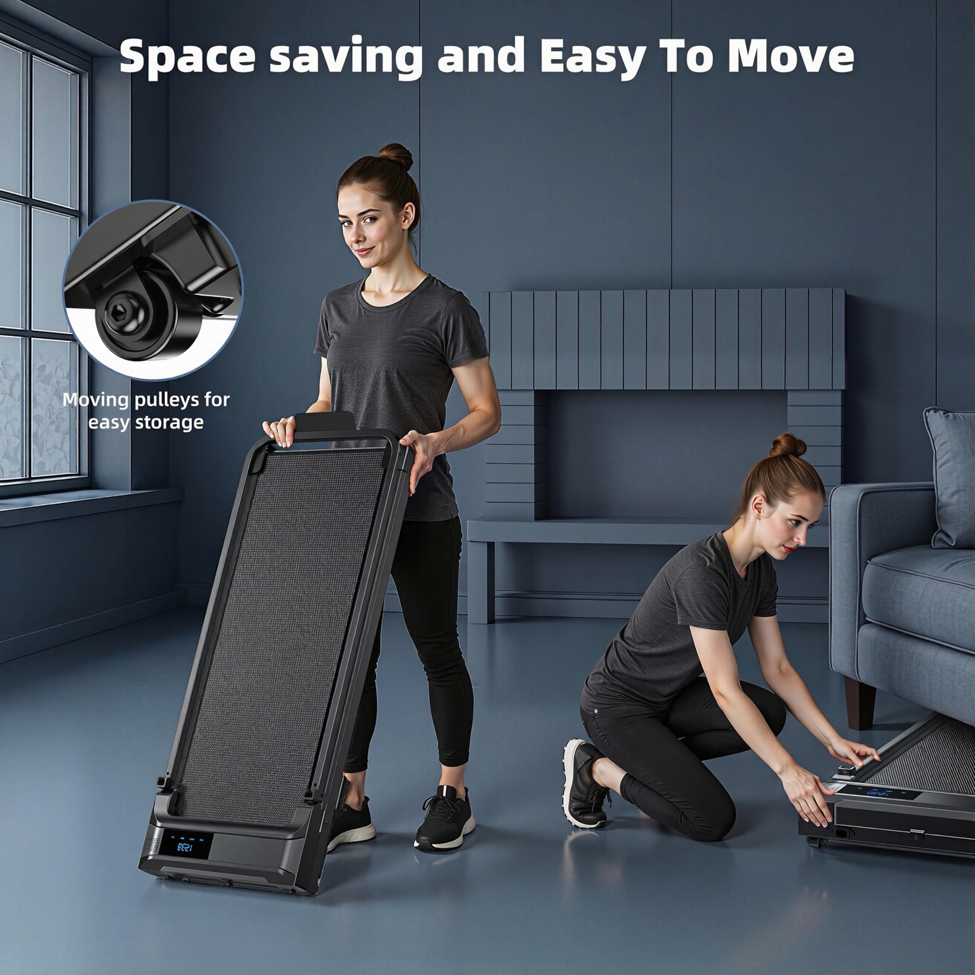 Walking Pad Treadmill for Home - Folding Treadmills with Handle Bar Portable Compact Fold up Indoor