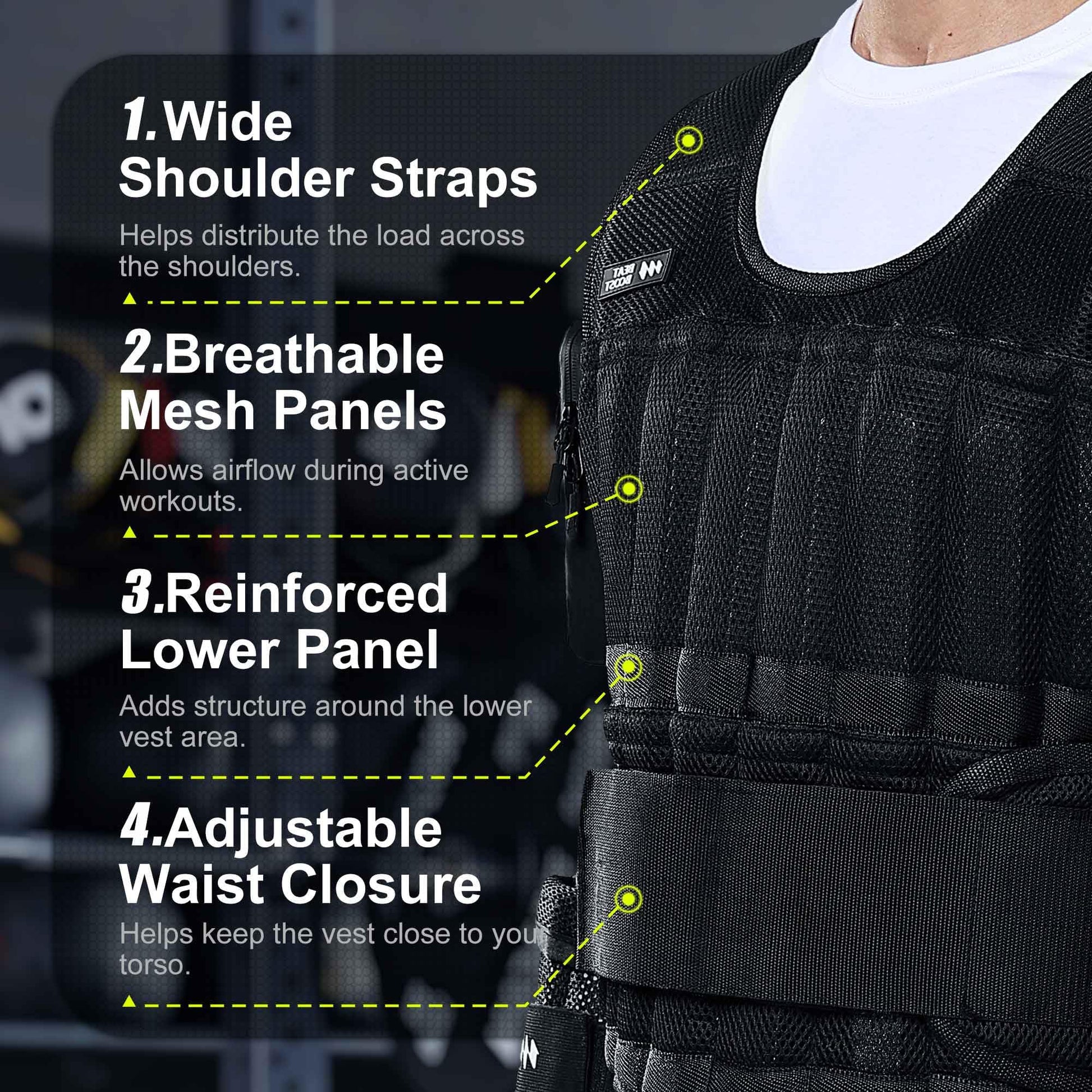 BeatBoost Weighted Vest 40LB Adjustable Body Vest Set for Men & Women