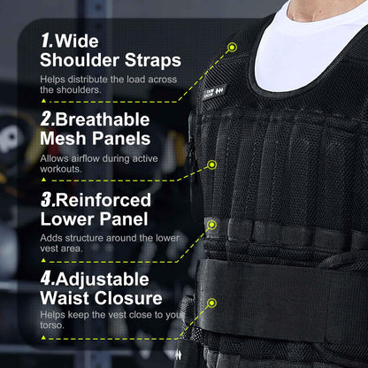 BeatBoost Weighted Vest 40LB Adjustable Body Vest Set for Men & Women