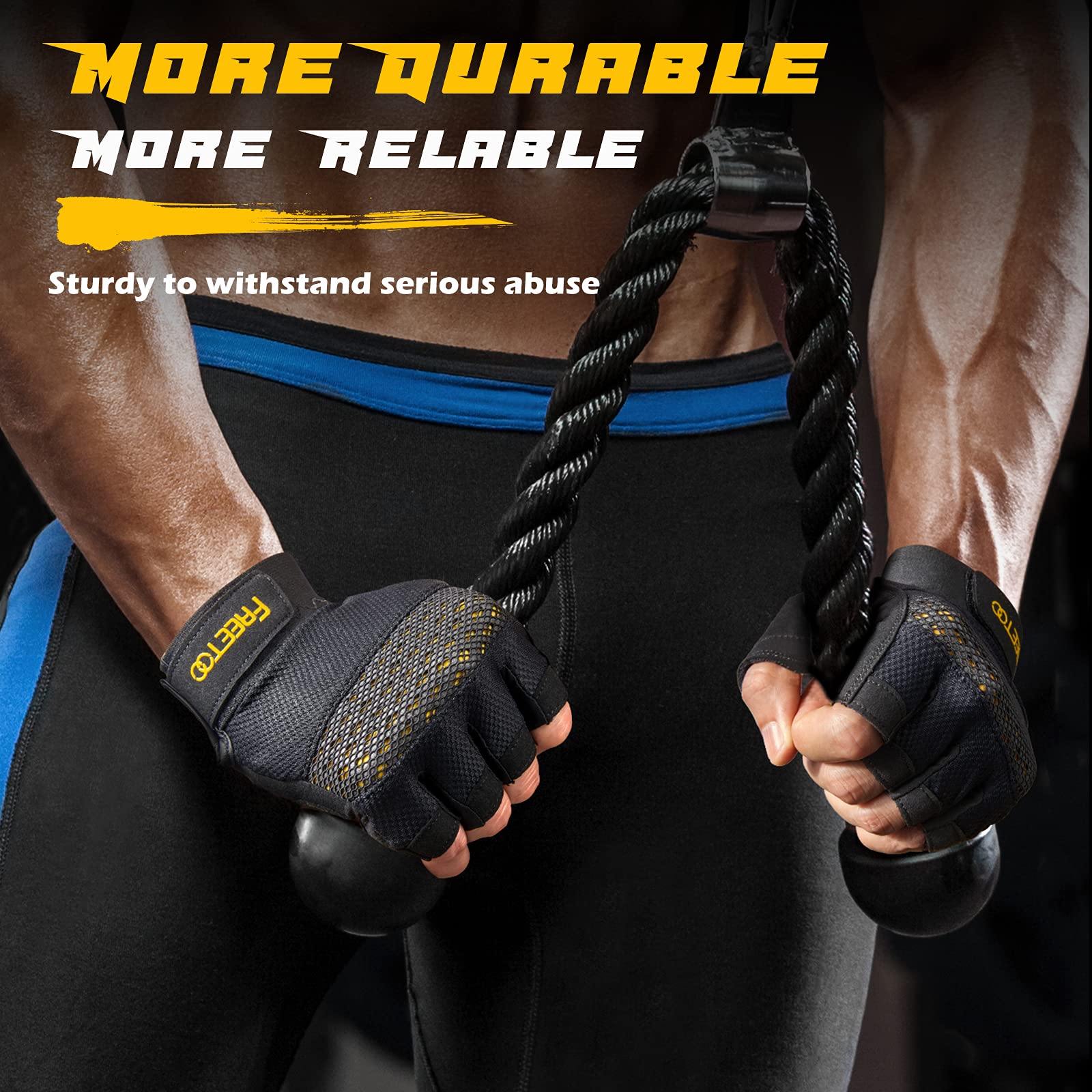 FREETOO Fingerless Workout Gloves for Men,Padded Palm Weight Lifting Gloves