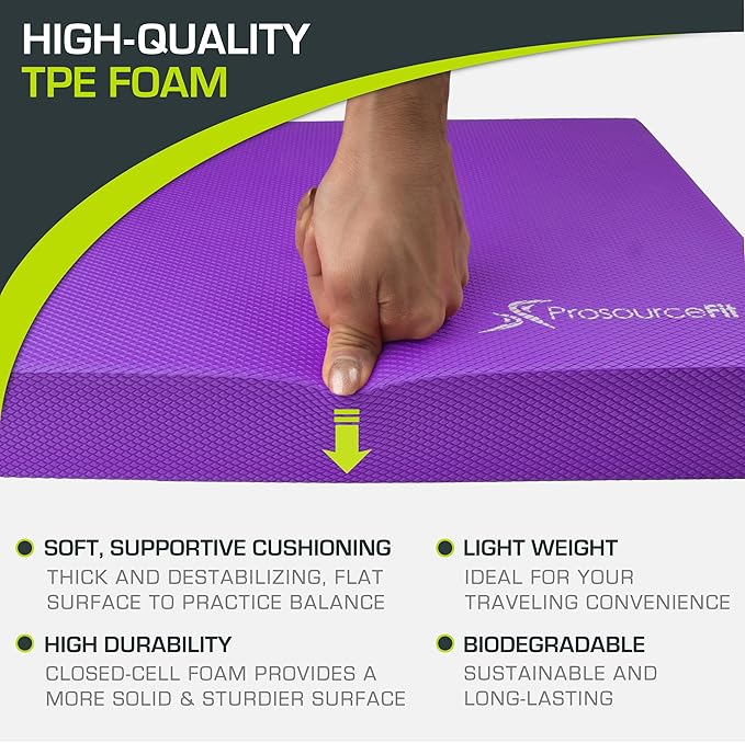 ProsourceFit Exercise Balance Pad ??Non-Slip Cushioned Foam Mat & Knee Pad for Fitness and Stability Training, Yoga, Physical Therapy