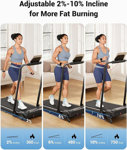 THERUN Walking Pad, 2 in 1 Foldable Treadmills for Home, 2.5HP Under Desk with Handle Bar, 16" Widened Running Belt, with Remote Control