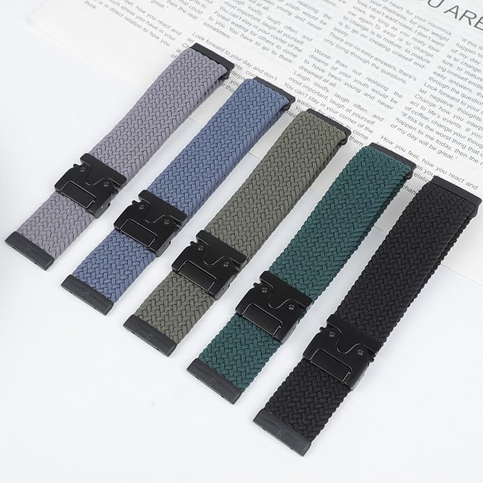 Braided Stretchy Band for Fitbit Versa 4/Versa 3/Sense 2/Sense Watch Band Women Men,Parachute-style Buckle Nylon Sport Wristband Soft Fabric Elastic Loop Strap Accessories for Versa 4/3