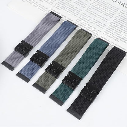 Braided Stretchy Band for Fitbit Versa 4/Versa 3/Sense 2/Sense Watch Band Women Men,Parachute-style Buckle Nylon Sport Wristband Soft Fabric Elastic Loop Strap Accessories for Versa 4/3