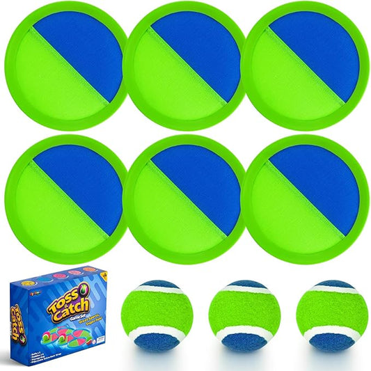 Ayeboovi Toss and Catch Ball Game Outdoor Beach Pool Toys for Kids Games 6 Paddle 3 Balls Pool