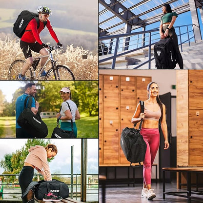 RDX 50L Gym Bag with Ventilated Shoes Compartment, All In One Backpack Duffle Holdall, Fitness Sports MMA Boxing Yoga Swim Gear Sportswear Bag, Weekend Overnight Travel Hiking Rucksack for Men Women