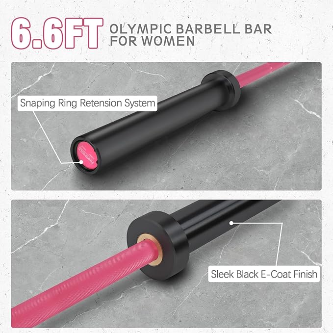 PROOFGOLD 6.6ft/7ft Olympic Barbell Bar 35Lb(15kg)/45LB(20kg) Barbell,Bench Press Bar for Squats and Deadlifts,Olympic Weight Bar for Home Gym,Womens Mens barbell(2inch),500LB/700LB/1000LB