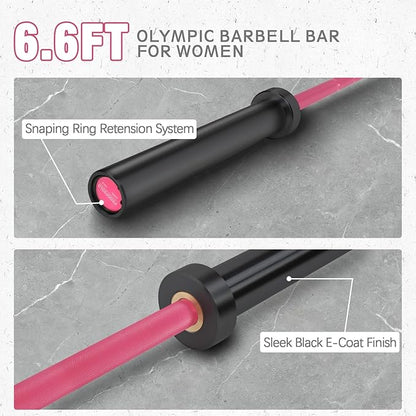 PROOFGOLD 6.6ft/7ft Olympic Barbell Bar 35Lb(15kg)/45LB(20kg) Barbell,Bench Press Bar for Squats and Deadlifts,Olympic Weight Bar for Home Gym,Womens Mens barbell(2inch),500LB/700LB/1000LB