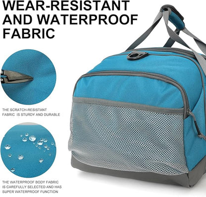 Sports Gym Bag，INOXTO Travel Duffel Bag with Dry Wet Pocket And Shoe CompartmentFor Women and Men，40L/55L Fitness Waterproof Weekender Bag For Swim Sports Travel Working Out (Blue White, 55L)