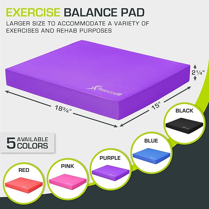 ProsourceFit Exercise Balance Pad ??Non-Slip Cushioned Foam Mat & Knee Pad for Fitness and Stability Training, Yoga, Physical Therapy