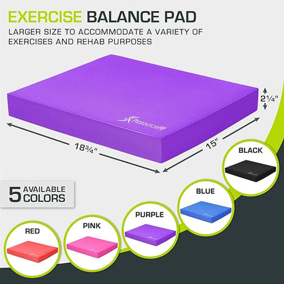 ProsourceFit Exercise Balance Pad ??Non-Slip Cushioned Foam Mat & Knee Pad for Fitness and Stability Training, Yoga, Physical Therapy