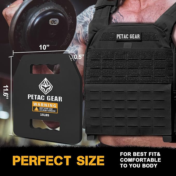 PETAC GEAR Tactical Weights Plates For Weighted Vest For Men Workout,5/10/15/20 LBS Weight Strength Training Vests Equipment Workout Gear