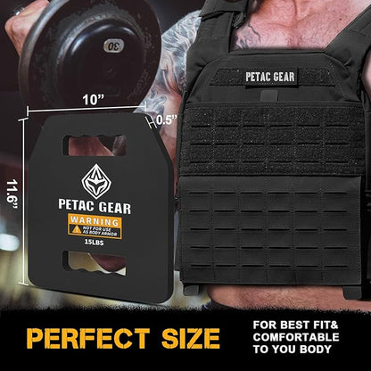 PETAC GEAR Tactical Weights Plates For Weighted Vest For Men Workout,5/10/15/20 LBS Weight Strength Training Vests Equipment Workout Gear