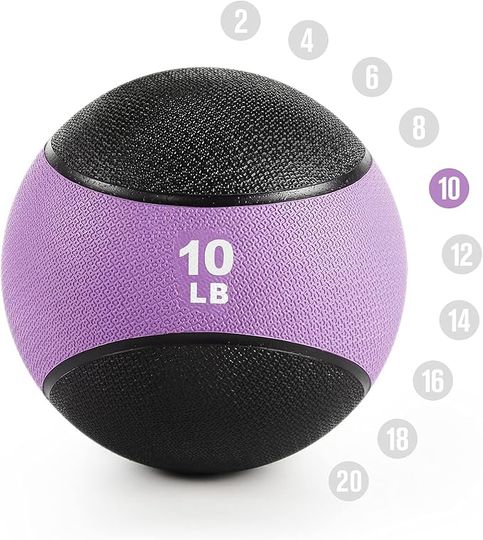 RitFit Weighted Medicine Ball - Non-Slip Rubber Shell & Dual Texture Grip - Workout Exercise Ball for Core Strength, Balance Training, Coordination Fitness - Multiple Weights & Colors