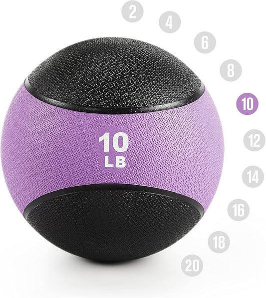 RitFit Weighted Medicine Ball - Non-Slip Rubber Shell & Dual Texture Grip - Workout Exercise Ball for Core Strength, Balance Training, Coordination Fitness - Multiple Weights & Colors