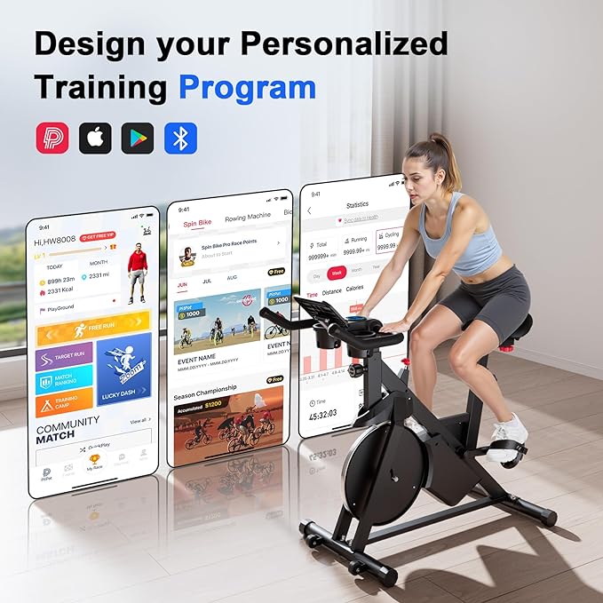 Superun Exercise Bike, Stationary Bikes for Home Gym with 32-Level Magnetic Resistance, 300LBS Capacity Indoor Cycling Bike with Comfortable Seat, LED Display