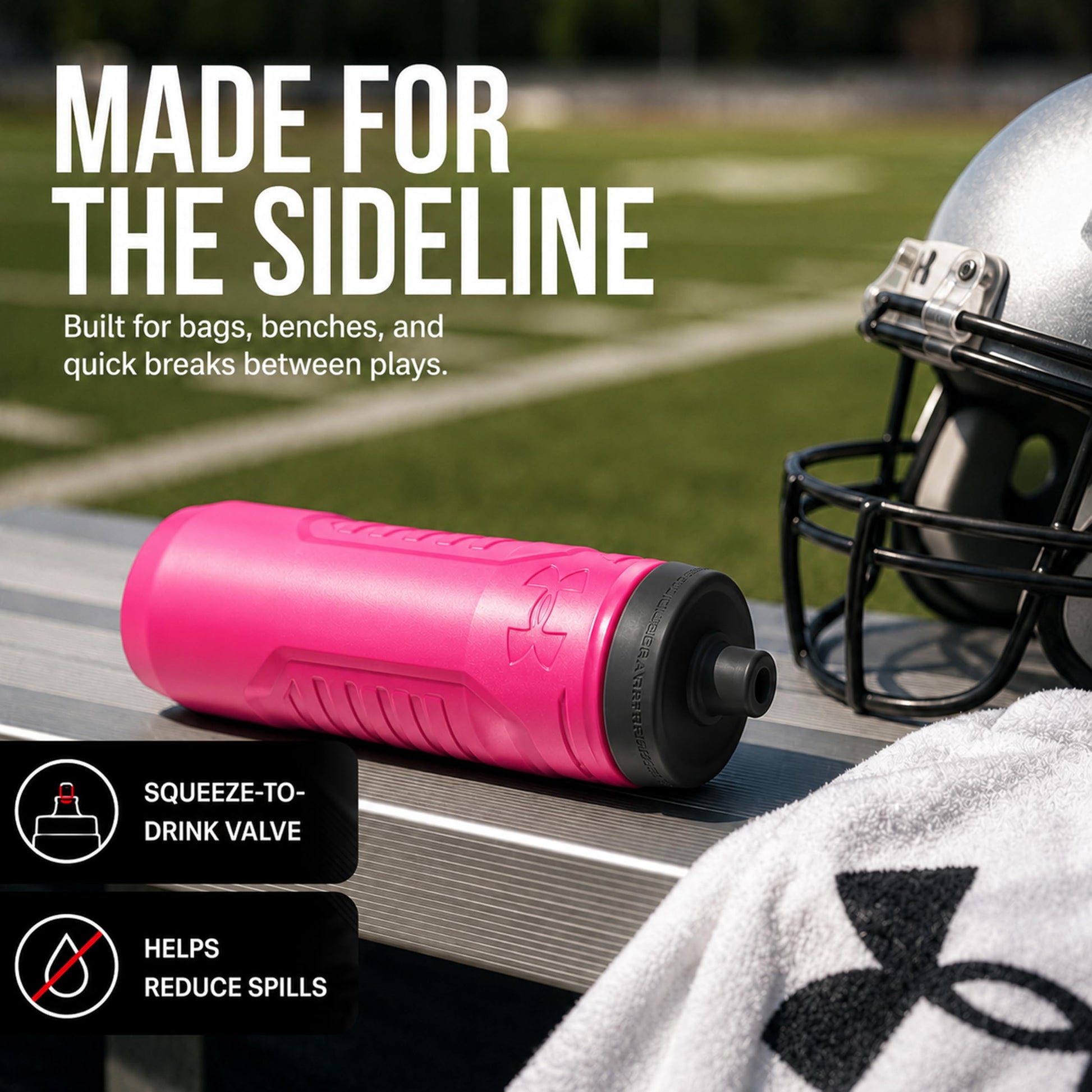 Under Armour 32oz Sideline Squeeze Bottle Hot Pink