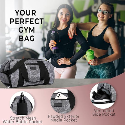 Vooray Burner Gym Duffel Bag, Gym Bag for Women and Men with Shoe Compartment, Weekender, Overnight & Travel Duffel for Sports and Workout