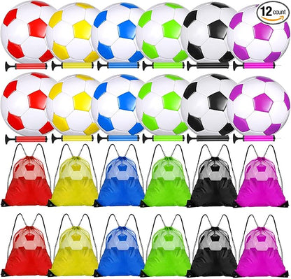 12 Set Christian Charity Donation Supplies Soccer Balls with Pumps and Drawstring Bags Soccer Training Ball Outdoor Practice for Kids Youth Adults Operation Christmas