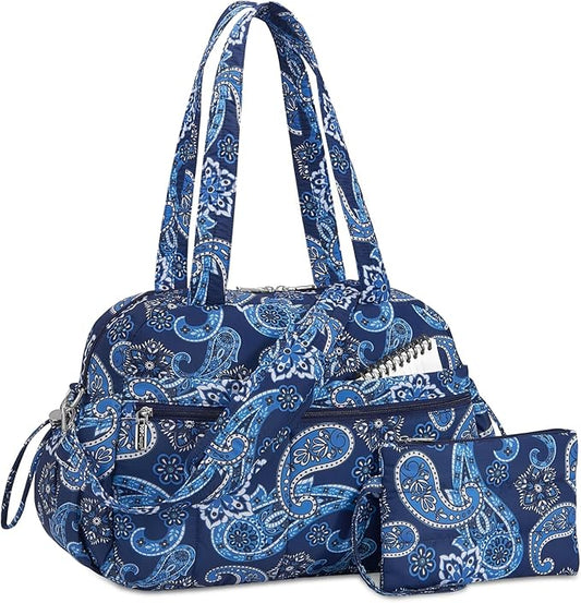 TOPDesign Travel Duffel Bag for Women, Puffer Gym Bag Sports Tote with Wet Pocket, Carry On Weekender with Luggage Sleeve (Bandanna)