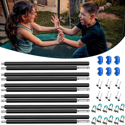 6PCS Universal Trampoline Poles Replacement Enclosure Poles Fit 8-16FT Straight Pole Trampoline Frame, Heavy Duty Trampoline Accessories Kits Include Foam Sleeve & Hardware for 2 Install Ways