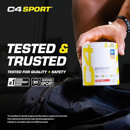 Cellucor C4 Sport Pre Workout Powder Fruit Punch - NSF Certified for Sport | 30 Servings, Packaging May Vary. (Pack of 2)