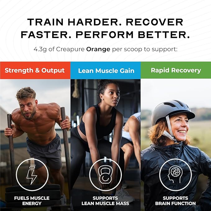 Muscle Feast Creapure Creatine Monohydrate Powder, Vegan Keto Friendly Gluten-Free Easy to Mix, Muscle Recovery Supplement, Trusted Creatine for Muscle Growth, Flavored Creatine, Natural Orange, 300g