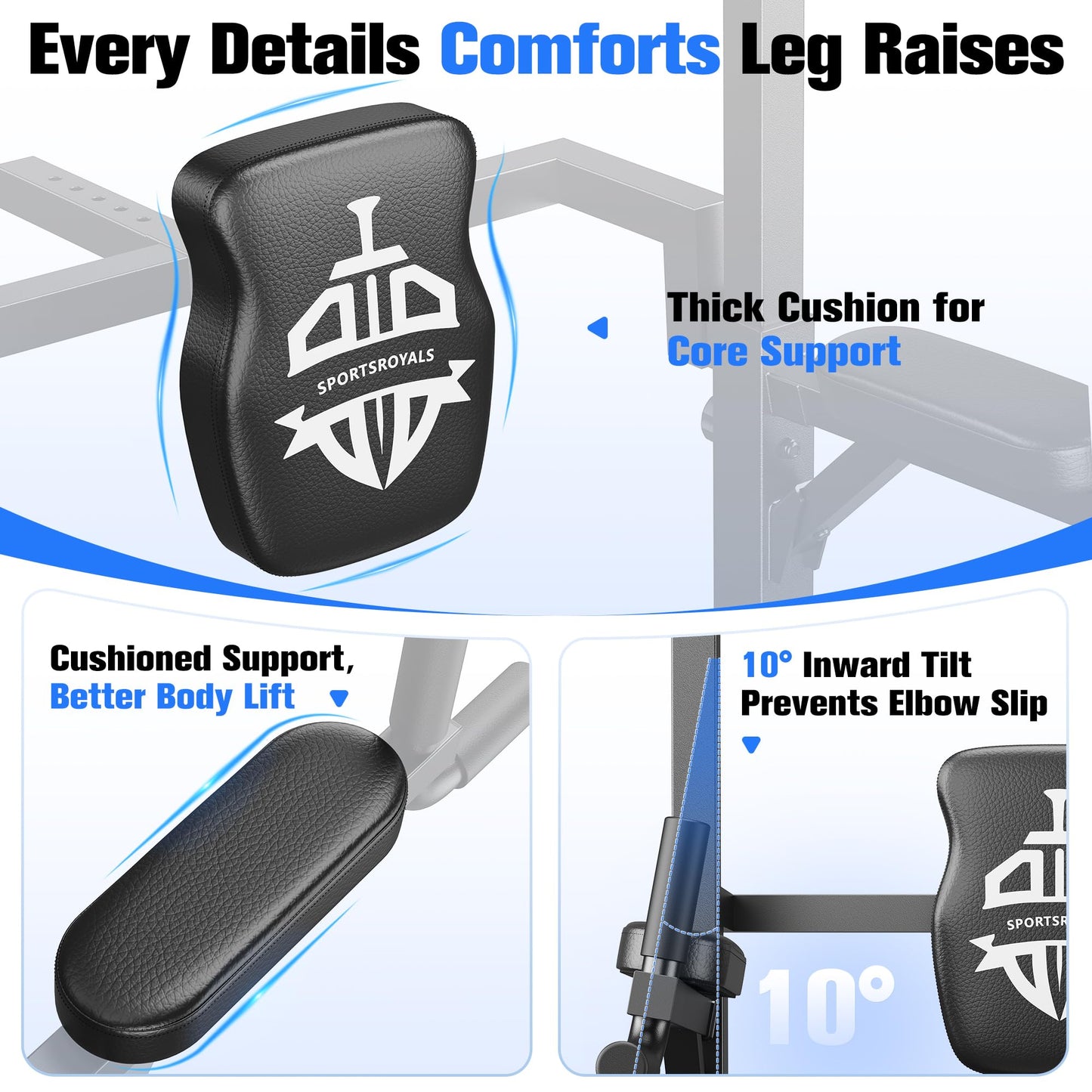 SPORTSROYALS Pull Up Power Tower Dip Station for Home Gym Workouts