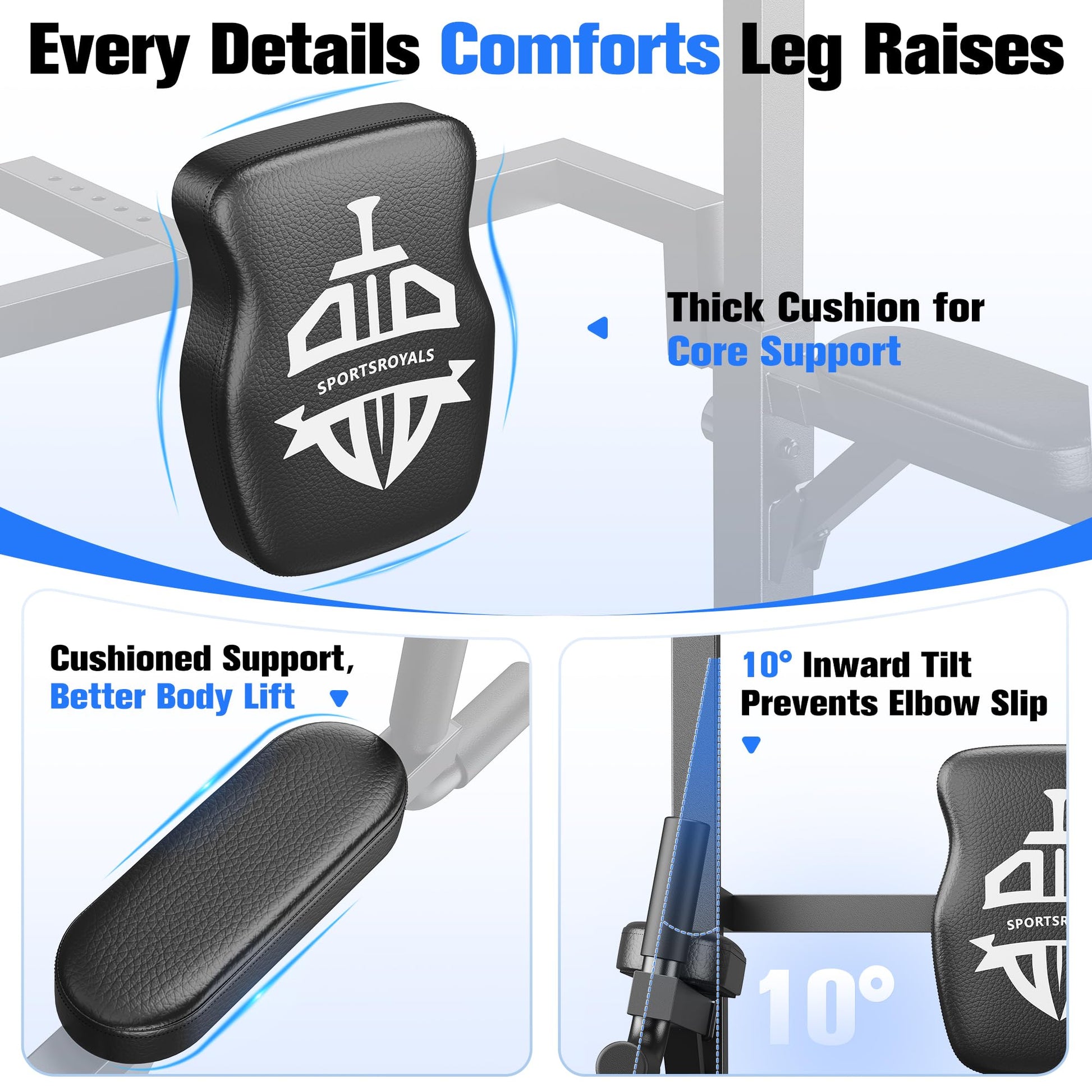 SPORTSROYALS Pull Up Power Tower Dip Station for Home Gym Workouts