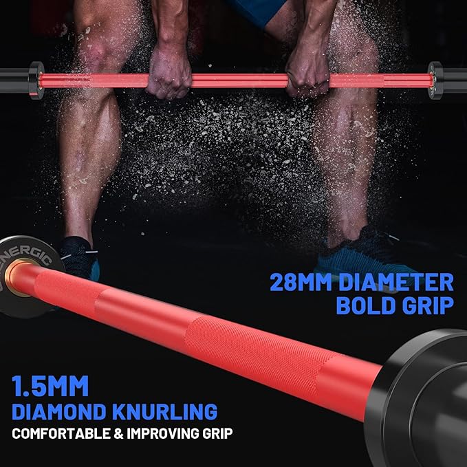 4ft Olympic Barbell 20KG Bar Load 500lbs Capacity Available Men's Barbell with Hard Chrome Sleeves for 2" Olympic Plates