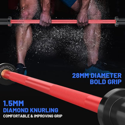 4ft Olympic Barbell 20KG Bar Load 500lbs Capacity Available Men's Barbell with Hard Chrome Sleeves for 2" Olympic Plates