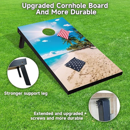Cornhole Board Set with Carrying Bags & 8 Bean Bags Corn Hole Boards Bean Toss Game for Adults Family Outdoor Lawn Outside Backyard Games