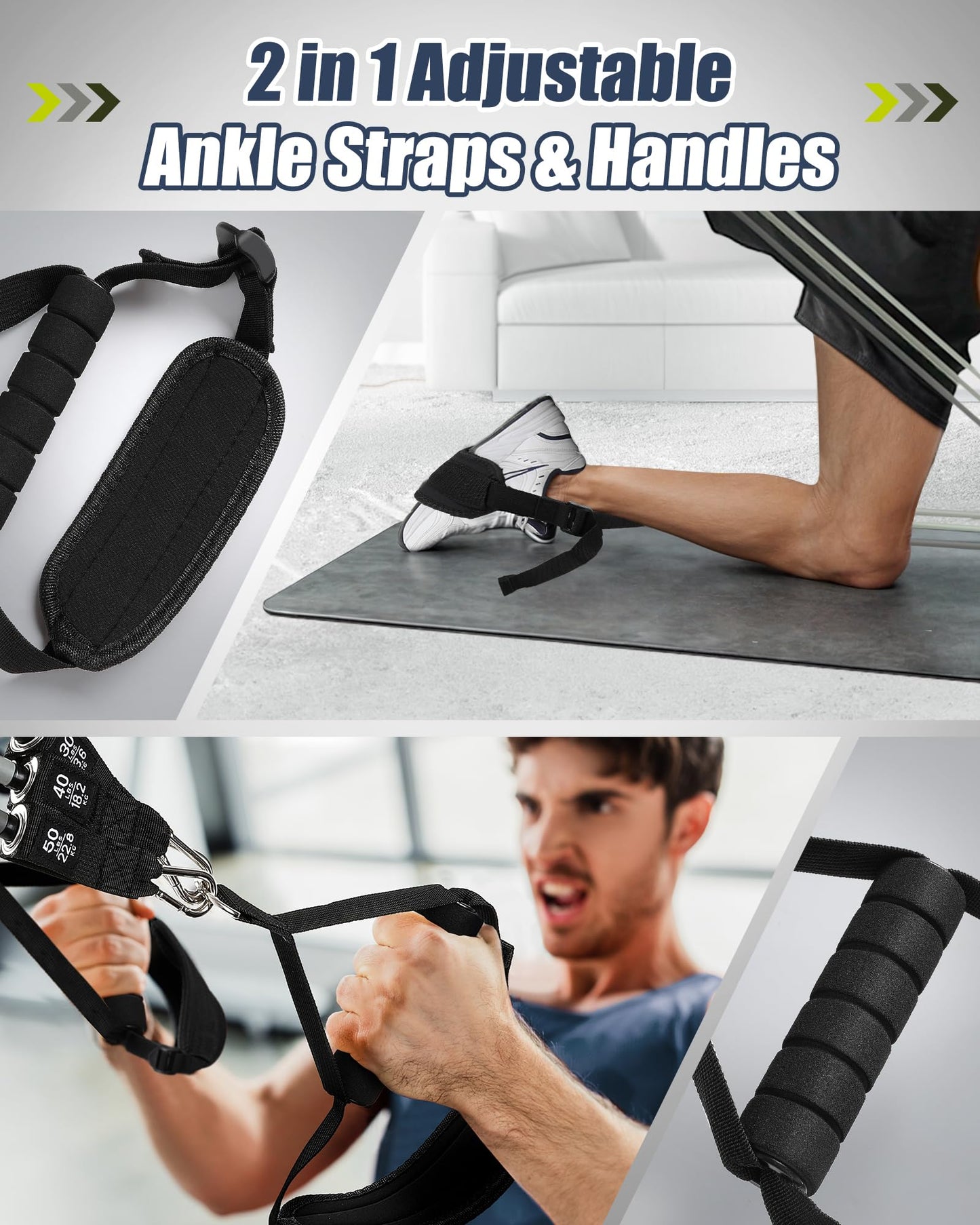 Pilates Bar Kit with Resistance Bands Latex Elastic, ALongSong Multifunctional Yoga Pilates Bar