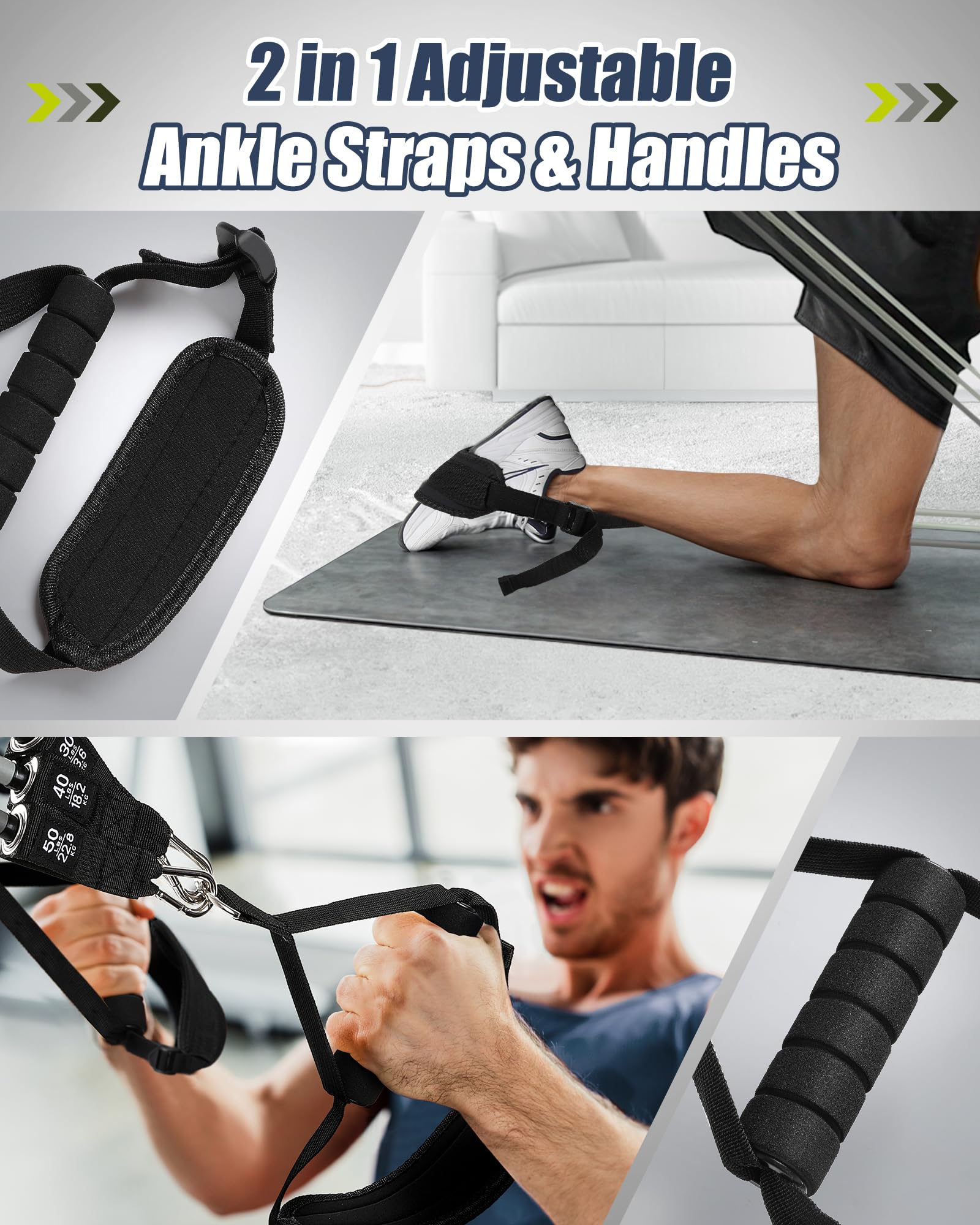 Pilates Bar Kit with Resistance Bands Latex Elastic, ALongSong Multifunctional Yoga Pilates Bar