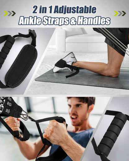 Pilates Bar Kit with Resistance Bands Latex Elastic, ALongSong Multifunctional Yoga Pilates Bar