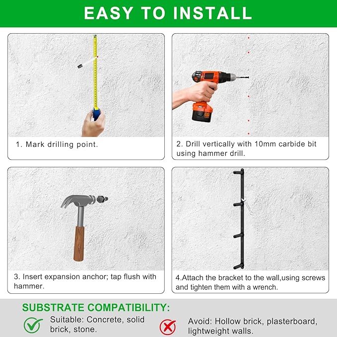 "Kipika Weight Plate Storage Rack - Wall Mounted Weight Plate Holder with Durable Steel Construction Organizer for Olympic Plates, 1000lb Capacity, Space-Saving for Home Gym"