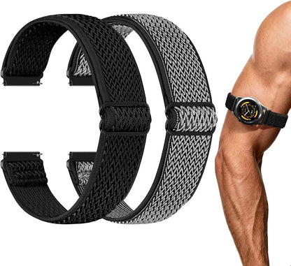 2 Pack Elastic Ankle/Arm Watch Bands Compatible with Garmin Venu 3/Venu 2/Vivoactive 4, Garmin Forerunner 570 47mm/265/255/255 Music, 22mm Sport Nylon Replacement Strap for Amazfit GTR 4/3/2