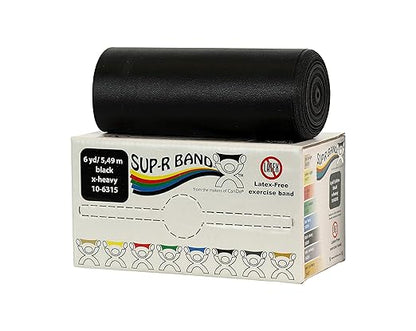 CanDo 10-6315 Sup-R Latex Free Exercise Band Roll, 6 yd Length, Black-X-Heavy