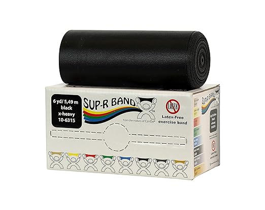 CanDo 10-6315 Sup-R Latex Free Exercise Band Roll, 6 yd Length, Black-X-Heavy